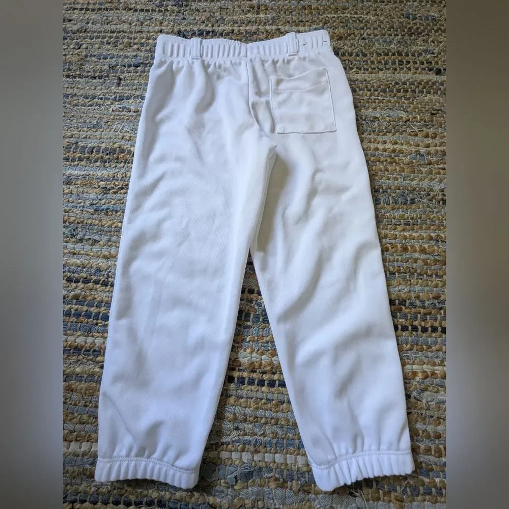 Under Armour Boys White Jogger Pants Youth Medium 10-12 Elastic Waist Logo Athle